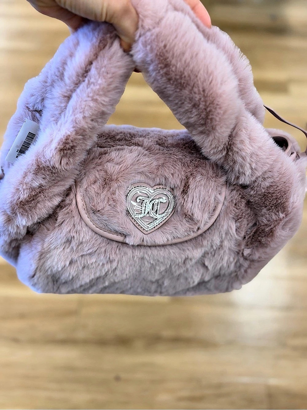 Juicy Couture Faux Fur Heart Charm Shoulder Bag Pink